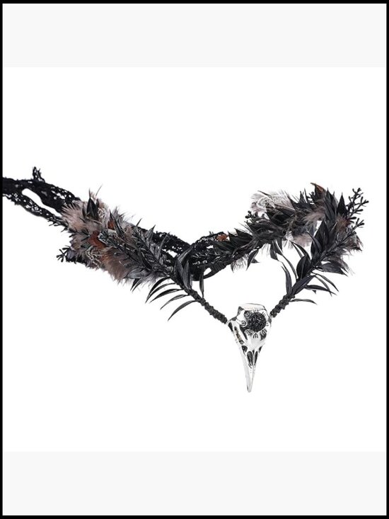 Gothic Feather Crown Handmade Adjustable Raven Elf Tiara Cosplay Renaissance main image 6